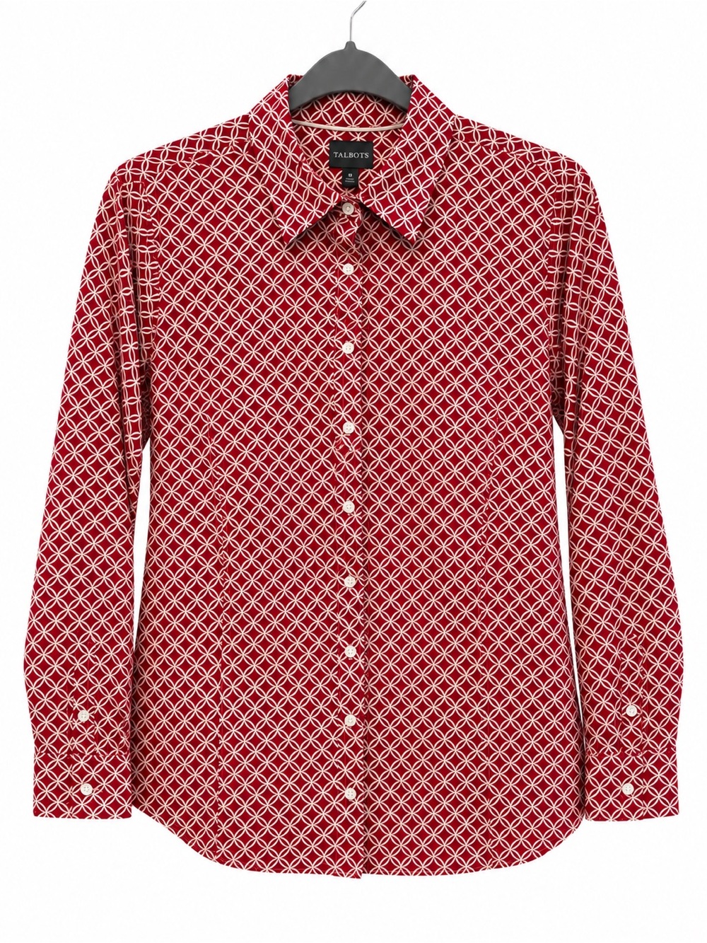 Talbots Wrinkle Resistant Geometric Print Button-Down Shirt, Size 10